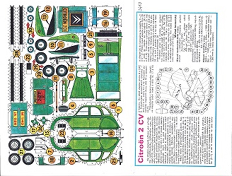 Papierový model Citroen 2 CV Zelený